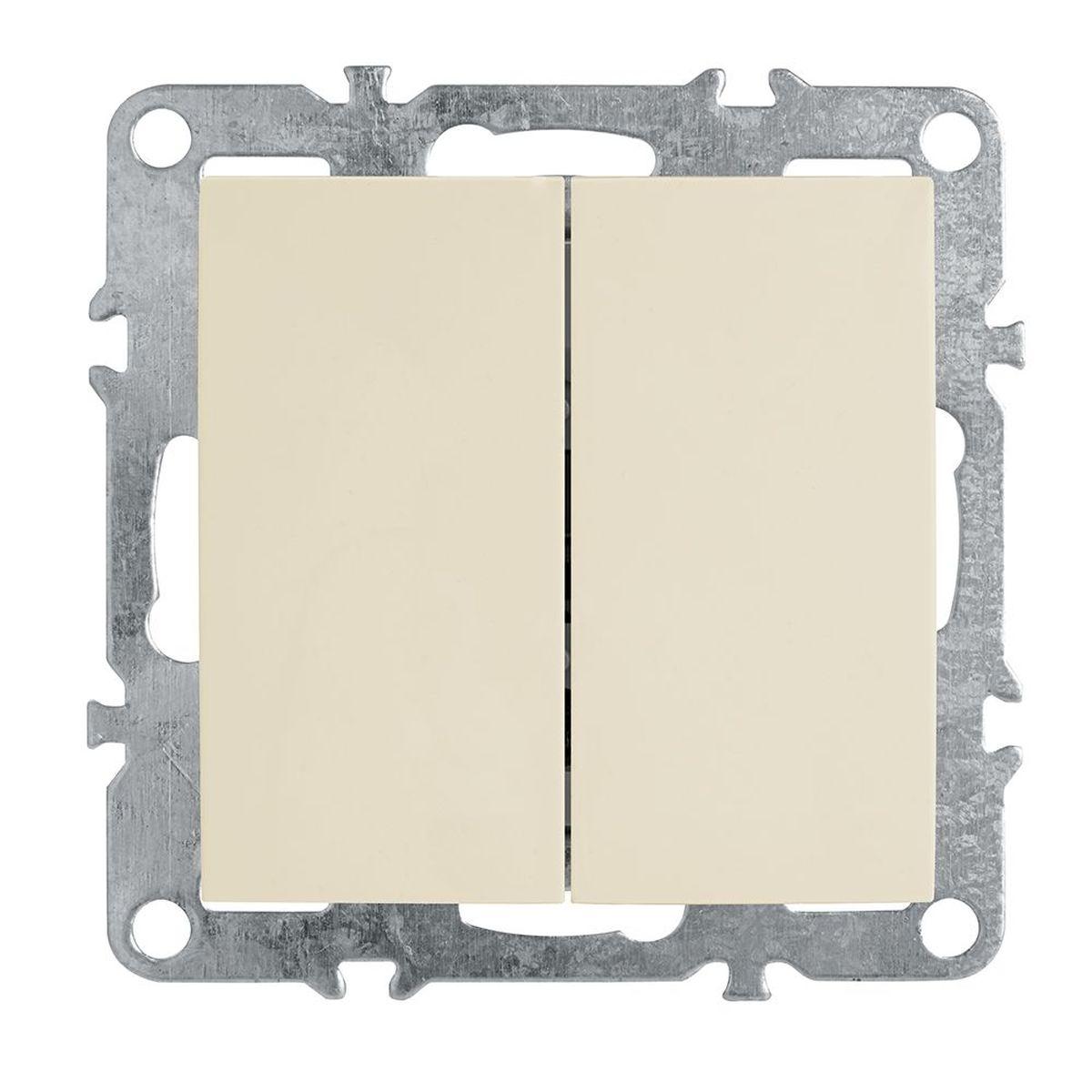 Выключатель 2-клавишный (механизм), Stekker, PSW10-9104-02, 250В, 10А Эрна, слоновая кость 39323