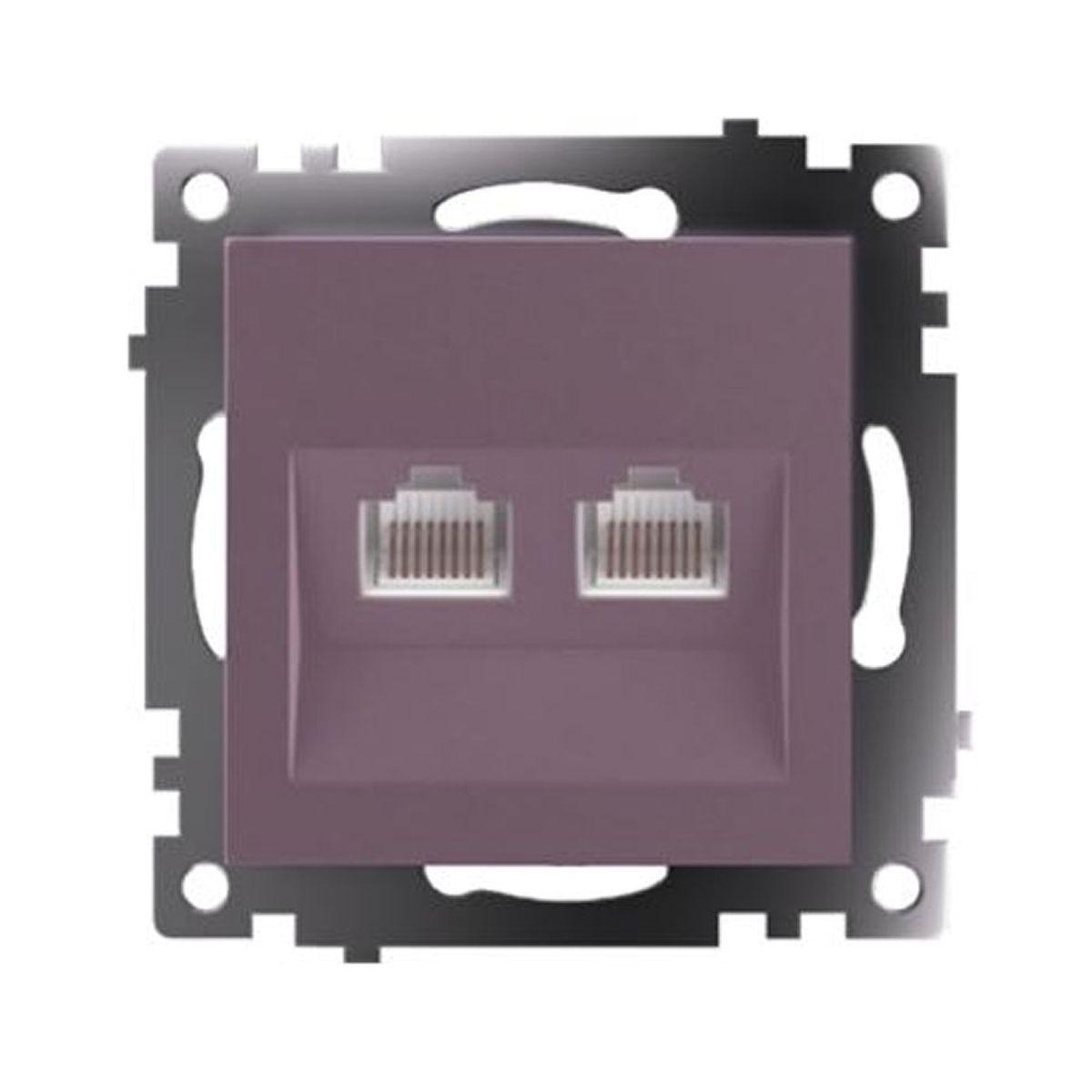 Розетка компьютерная 2-местная RJ-45 (механизм) Stekker GLS00-7109-04 Катрин, шоколад 50006