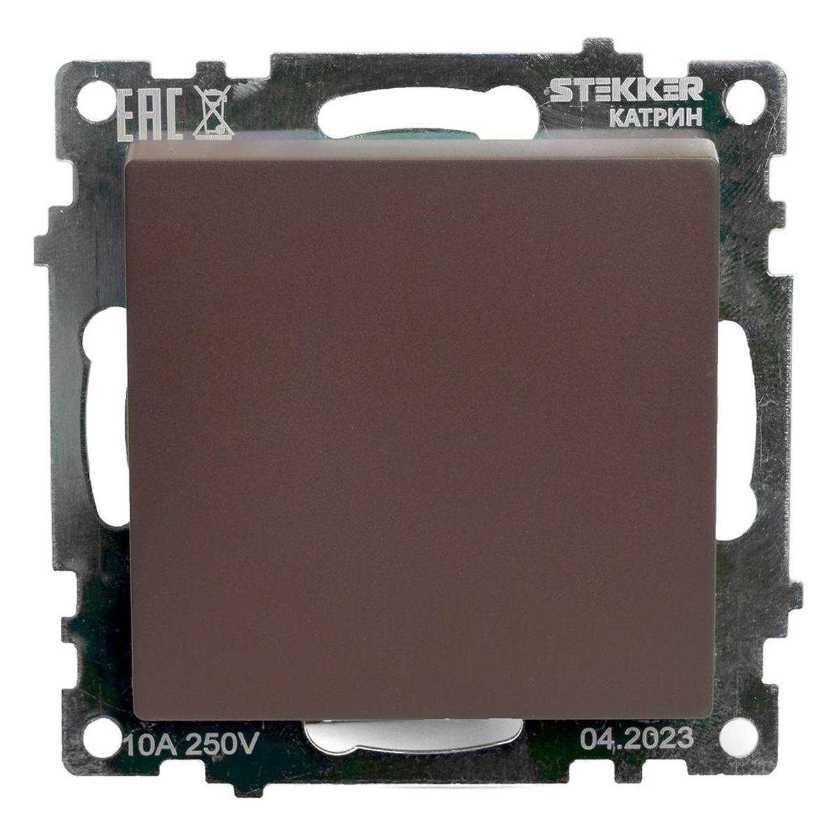 Переключатель перекрестный одноклавишный Stekker Катрин шоколад GLS10-7110-04 49180