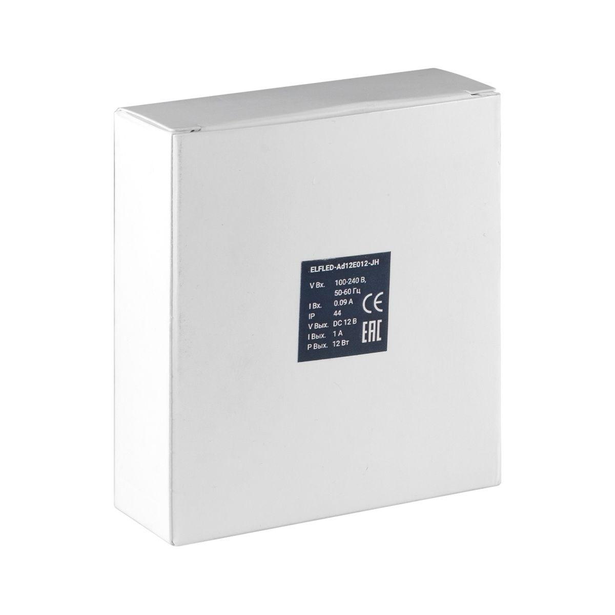 Адаптер сетевой ELFLED 12В, 1A, 12W (черный корпус) со штекером 5,5мм ELFLED-Ad12E012-JH