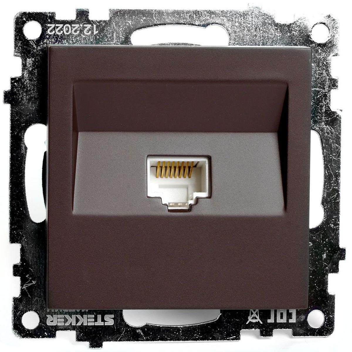 Розетка компьютерная RJ-45 Stekker Катрин шоколад GLS00-7107-04 49023