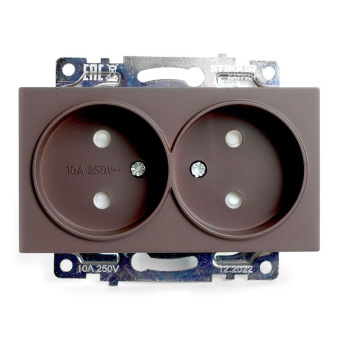 Розетка двухместная с защитной шторкой Stekker Катрин шоколад GLS10-7113-04 49026