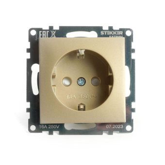 Розетка 2P+E Stekker Эрна золото GLS16-7110-08 49224