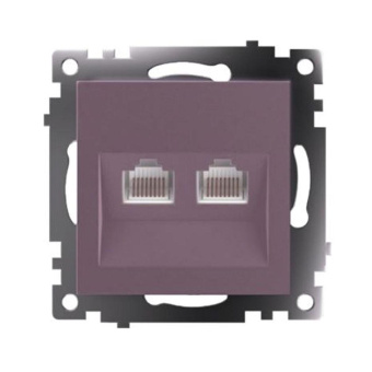 Розетка компьютерная 2-местная RJ-45 (механизм) Stekker GLS00-7109-04 Катрин, шоколад 50006
